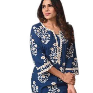 FIRSTRAIN Women Cotton Straight Printed Kurti | Soft Breathable Kurta for Office & Casual Use | Stylish Ethnic Long Kurta for Ladies | Trendy Festive & Regular Wear Cotton Kurti